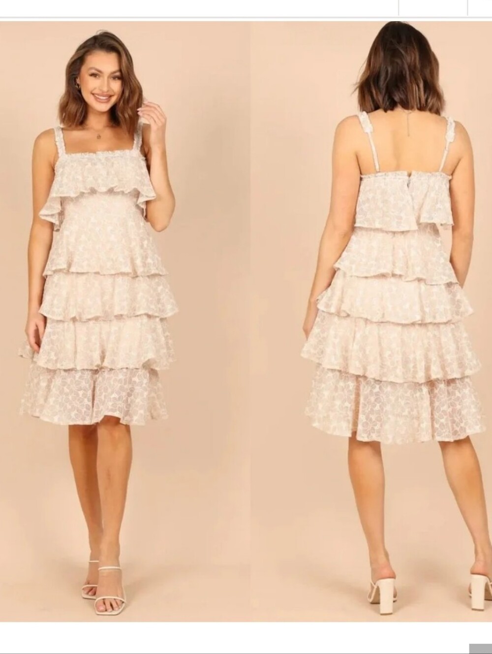 NWT Petal & Pup Storia Tiered Lace Ruffle Dress in Light Blush